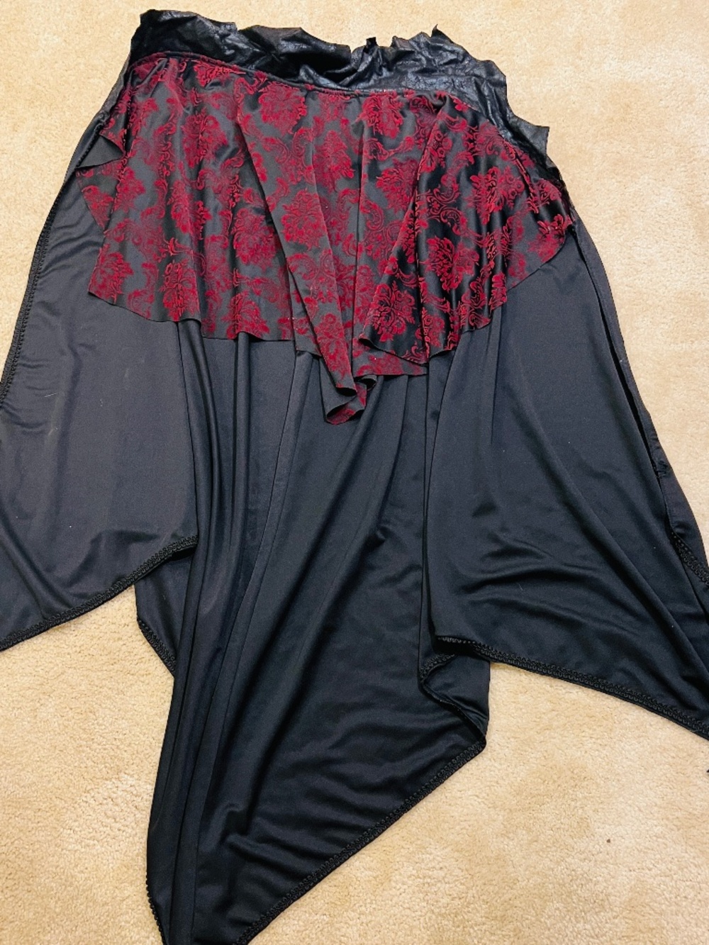 Adult Costume Black Vampire Cape and MatchingPants. Both pieces have dark Pants
